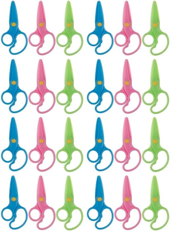 3A 7019-24 Plastic Office Scissors Set Of 24 Pieces - Multi Color